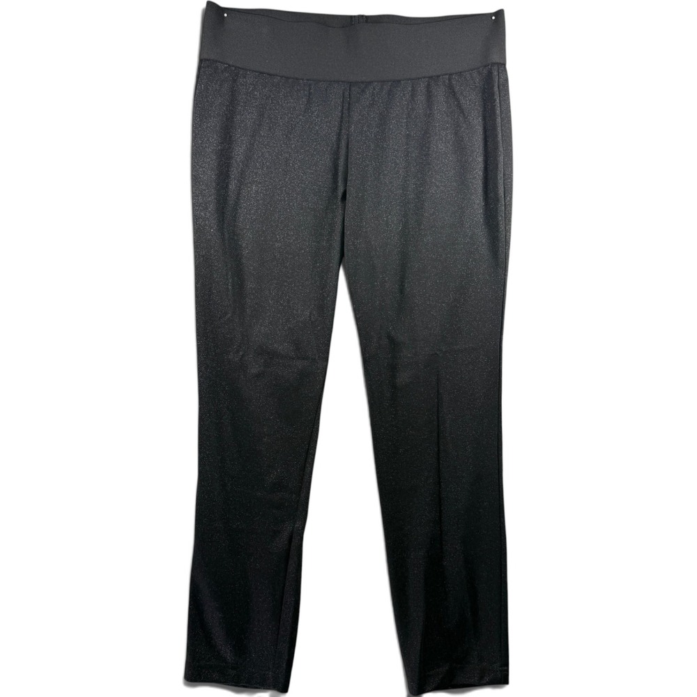 Style & Co Womens XL Black Shimmer Stretch Pull On Slim Leg Pants Sparkle
